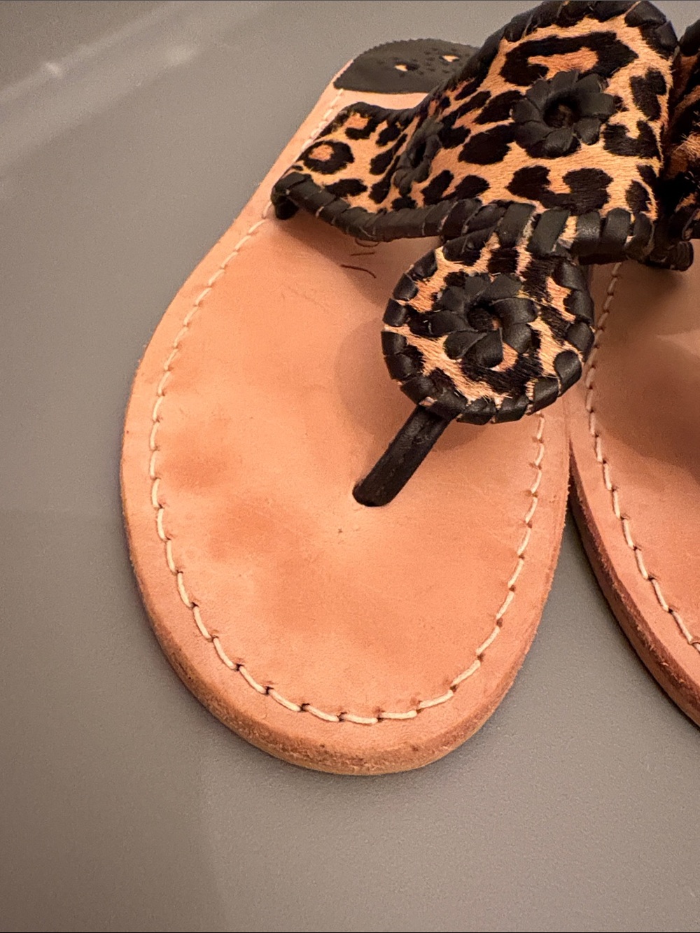 Jack Rogers Leopard-Print Thong Sandals in Tan and Black - Picture 3 of 12